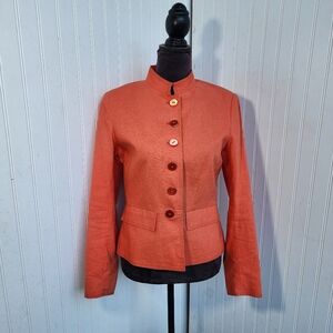 Chadwick’s Classics Women’s Orange Linen Button Down Blazer Jacket Size 6